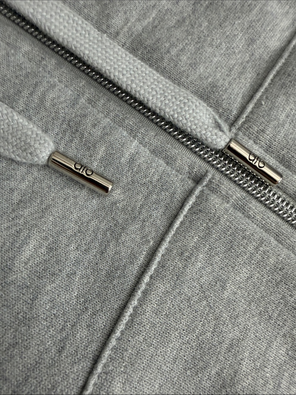 ALO Yoga Heather Gray Zip-Up Waist Length Hooded Bomber Jacket - Picture 6 of 8